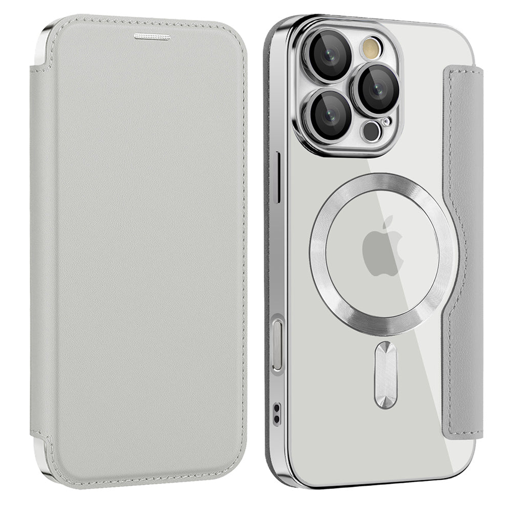 Coque MagSafe pour Apple iPhone 12, Techsuit, SmartMag Book, Gris