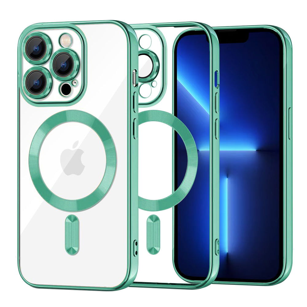 Coque MagSafe pour Apple iPhone 13 Pro Max, Techsuit, Luxury Crystal, Vert Clair