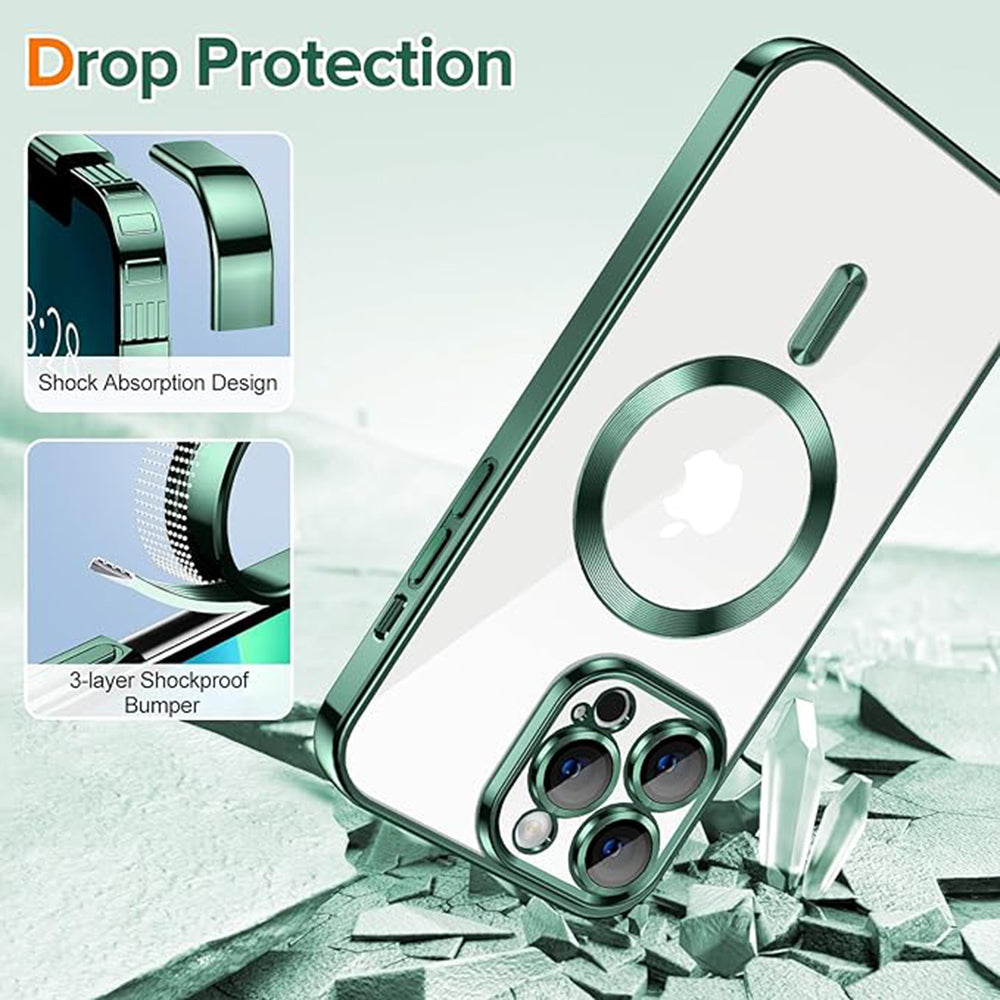 Coque MagSafe pour Apple iPhone 13 Pro Max, Techsuit, Luxury Crystal, Vert Foncé