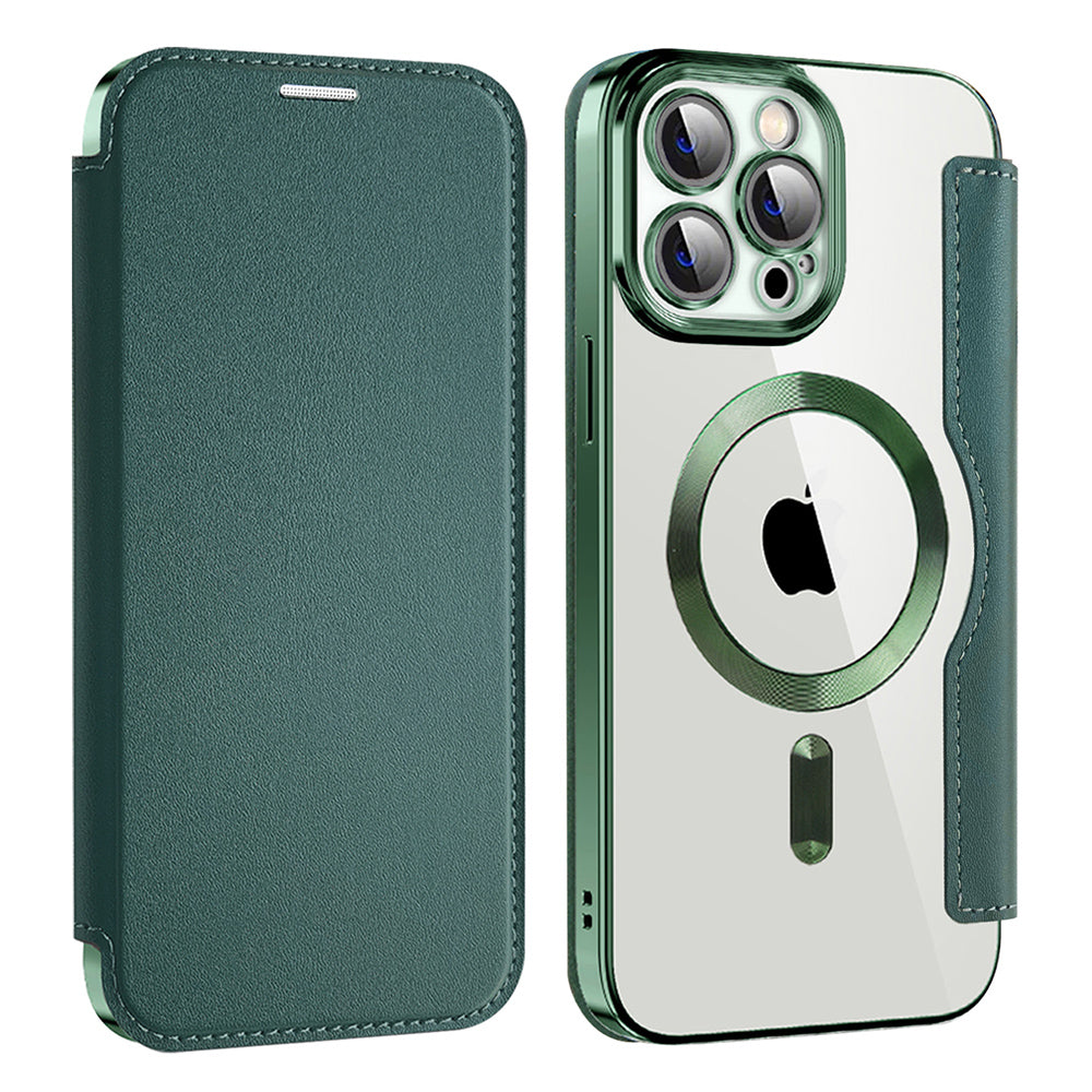 Coque MagSafe pour Apple iPhone 13 Pro Max, Techsuit, SmartMag Book, Vert