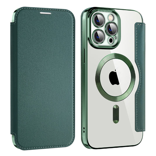 Coque MagSafe pour Apple iPhone 13 Pro Max, Techsuit, SmartMag Book, Vert