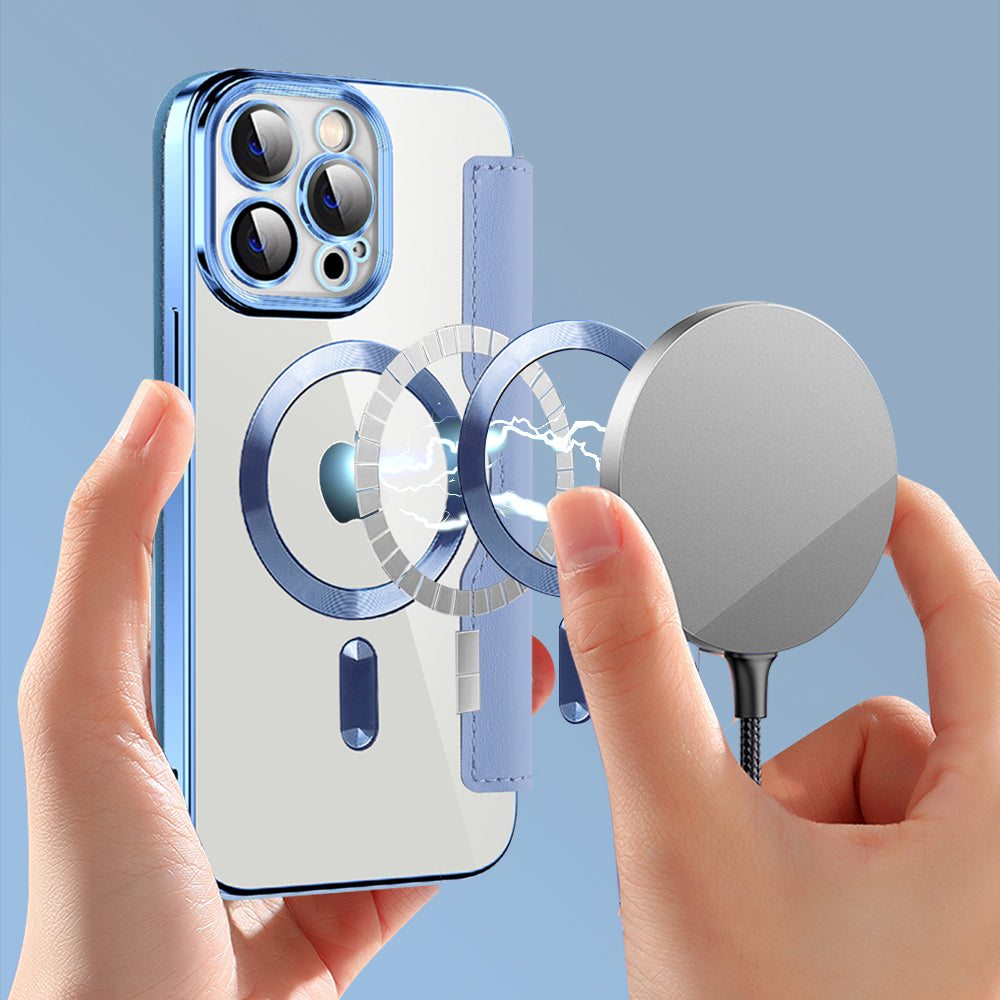 Coque MagSafe pour Apple iPhone 13 Pro, Techsuit, SmartMag Book, Bleu