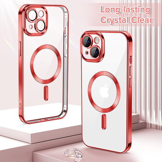 Coque MagSafe pour Apple iPhone 13, Techsuit, Luxury Crystal, Rouge