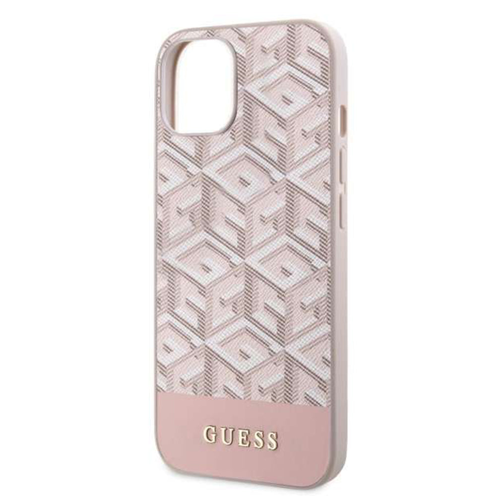 MagSafe hoesje voor Apple iPhone 14, Guess, GCube Stripes, Roze