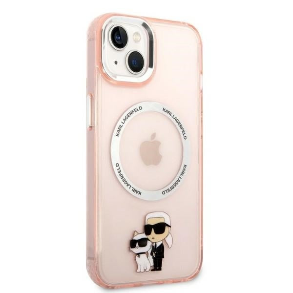 Étui MagSafe pour Apple iPhone 14, Karl Lagerfeld, Ikonik Karl & Choupette, Rose