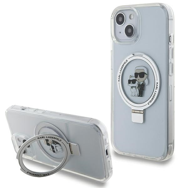 MagSafe hoes voor Apple iPhone 14, Karl Lagerfeld, Ring Stand Karl & Choupette, Wit