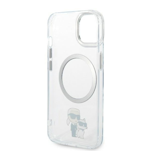 Coque MagSafe pour Apple iPhone 14 Plus, Karl Lagerfeld, Ikonik Karl & Choupette, Transparente