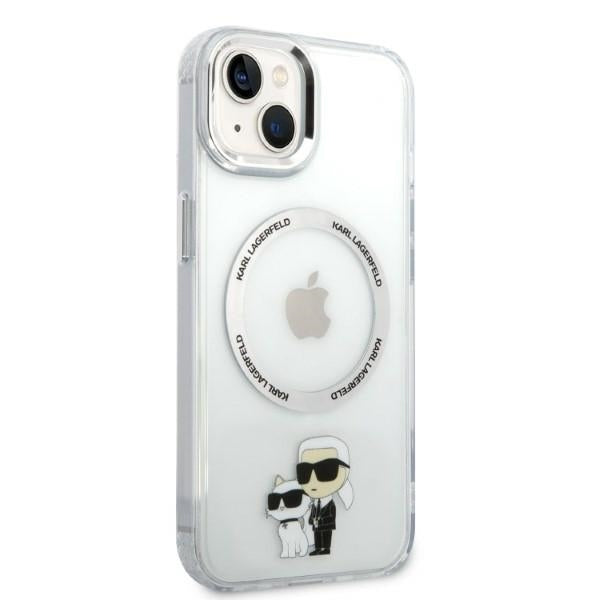 Coque MagSafe pour Apple iPhone 14 Plus, Karl Lagerfeld, Ikonik Karl & Choupette, Transparente