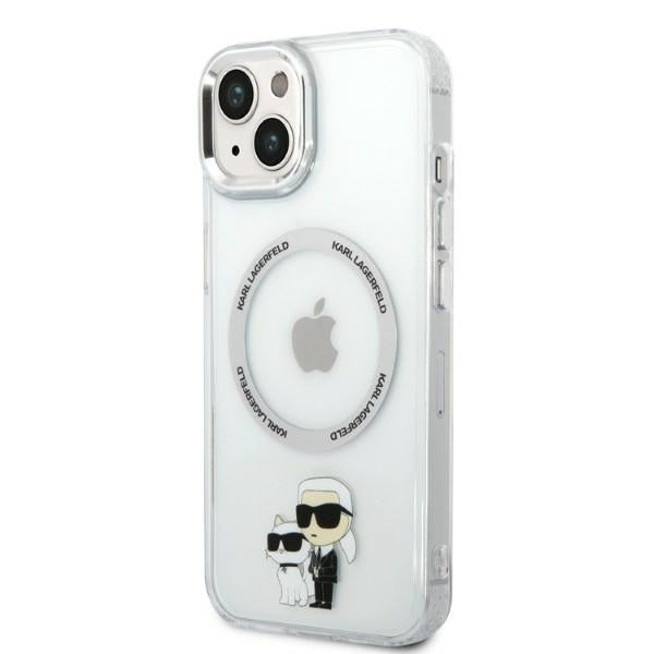 Coque MagSafe pour Apple iPhone 14 Plus, Karl Lagerfeld, Ikonik Karl & Choupette, Transparente