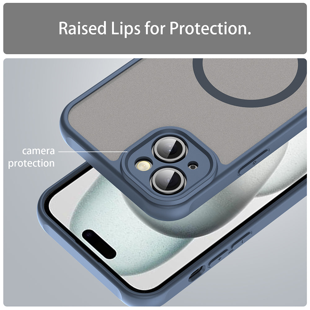 Coque MagSafe pour Apple iPhone 14 Plus, Techsuit, HaloFrost II, Bleu marine