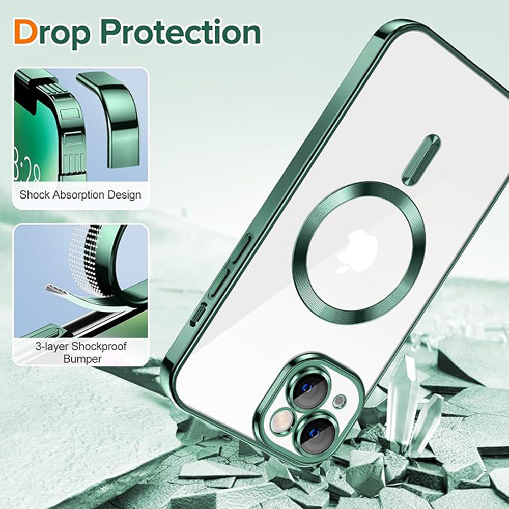 Coque MagSafe pour Apple iPhone 14 Plus, Techsuit, Luxury Crystal, Vert Foncé