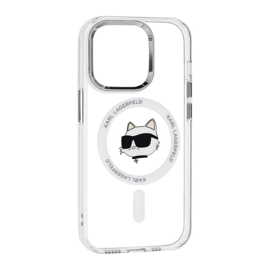 MagSafe hoes voor Apple iPhone 14 Pro, Karl Lagerfeld, IML Metal Choupette's Head, Wit