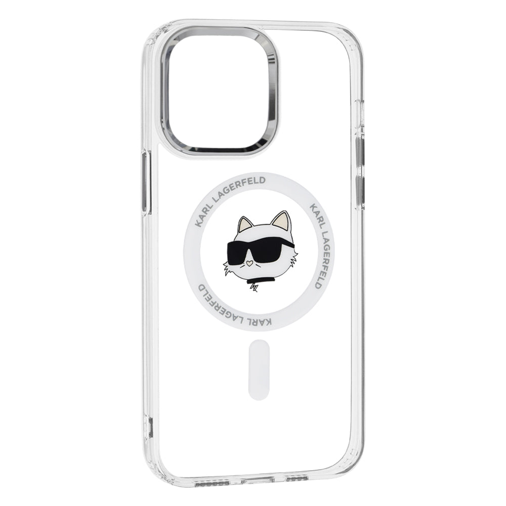 MagSafe Case for Apple iPhone 14 Pro Max, Karl Lagerfeld, IML Metal Choupette's Head, White