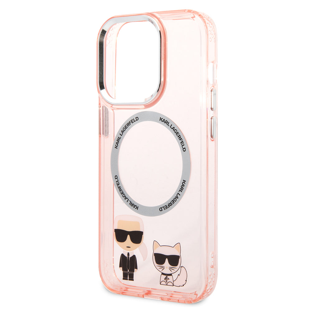 MagSafe hoesje voor Apple iPhone 14 Pro Max, Karl Lagerfeld, Karl & Choupette Aluminium, Roze