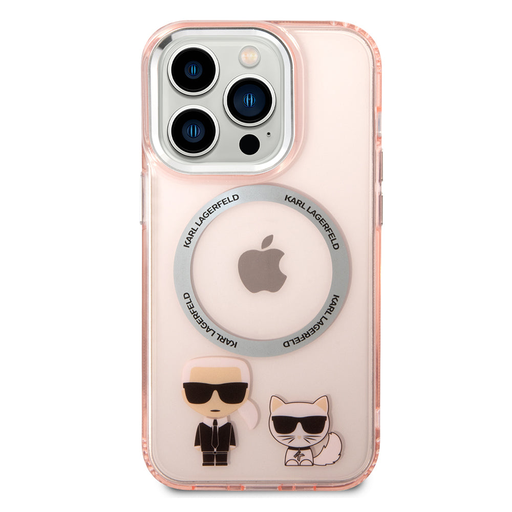 MagSafe hoesje voor Apple iPhone 14 Pro Max, Karl Lagerfeld, Karl & Choupette Aluminium, Roze