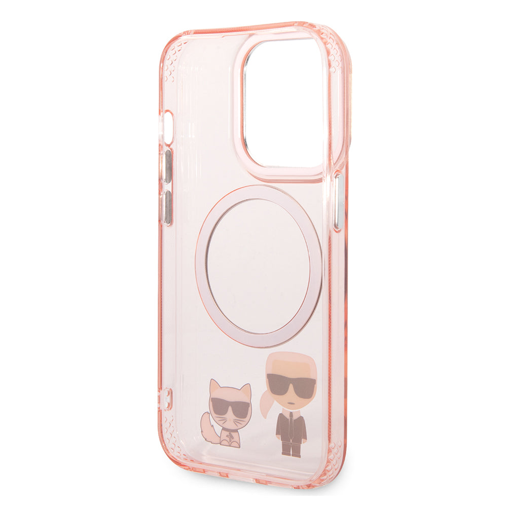 MagSafe hoesje voor Apple iPhone 14 Pro Max, Karl Lagerfeld, Karl & Choupette Aluminium, Roze