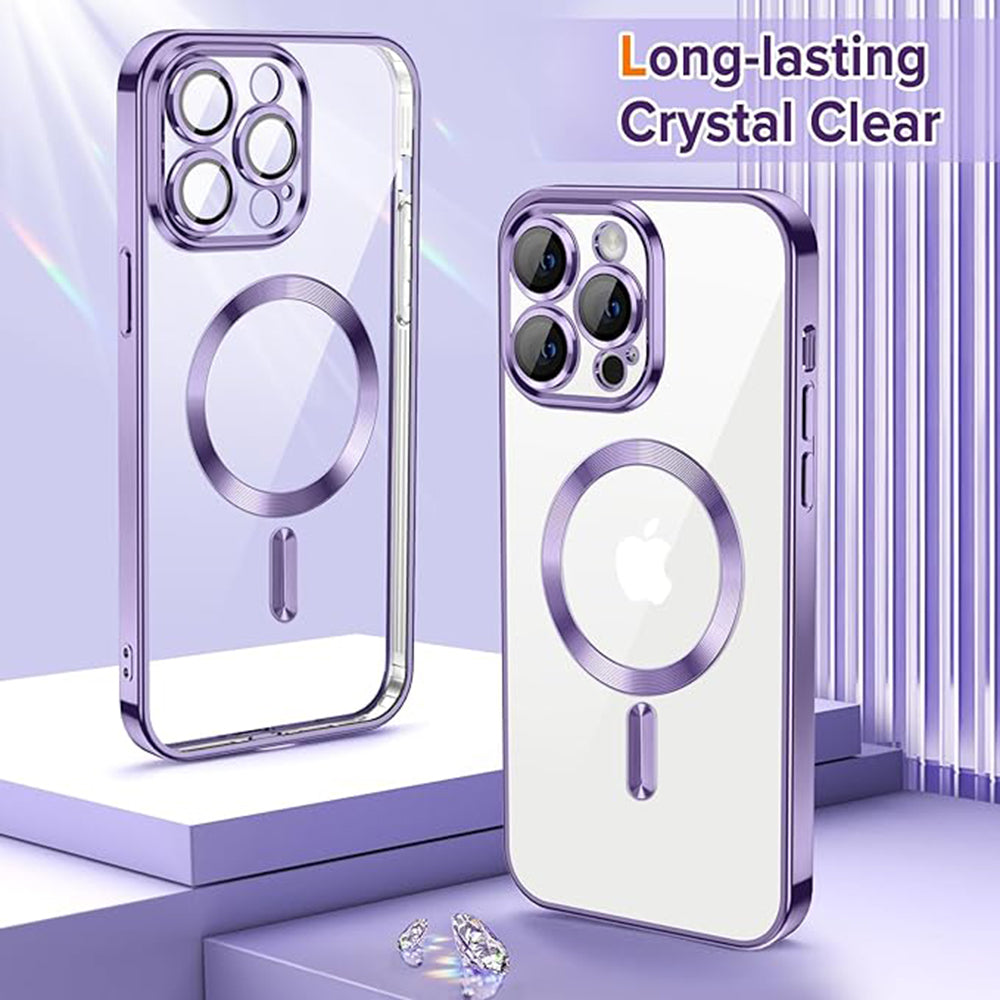 Coque MagSafe pour Apple iPhone 14 Pro Max, Techsuit, Luxury Crystal, Violet Clair
