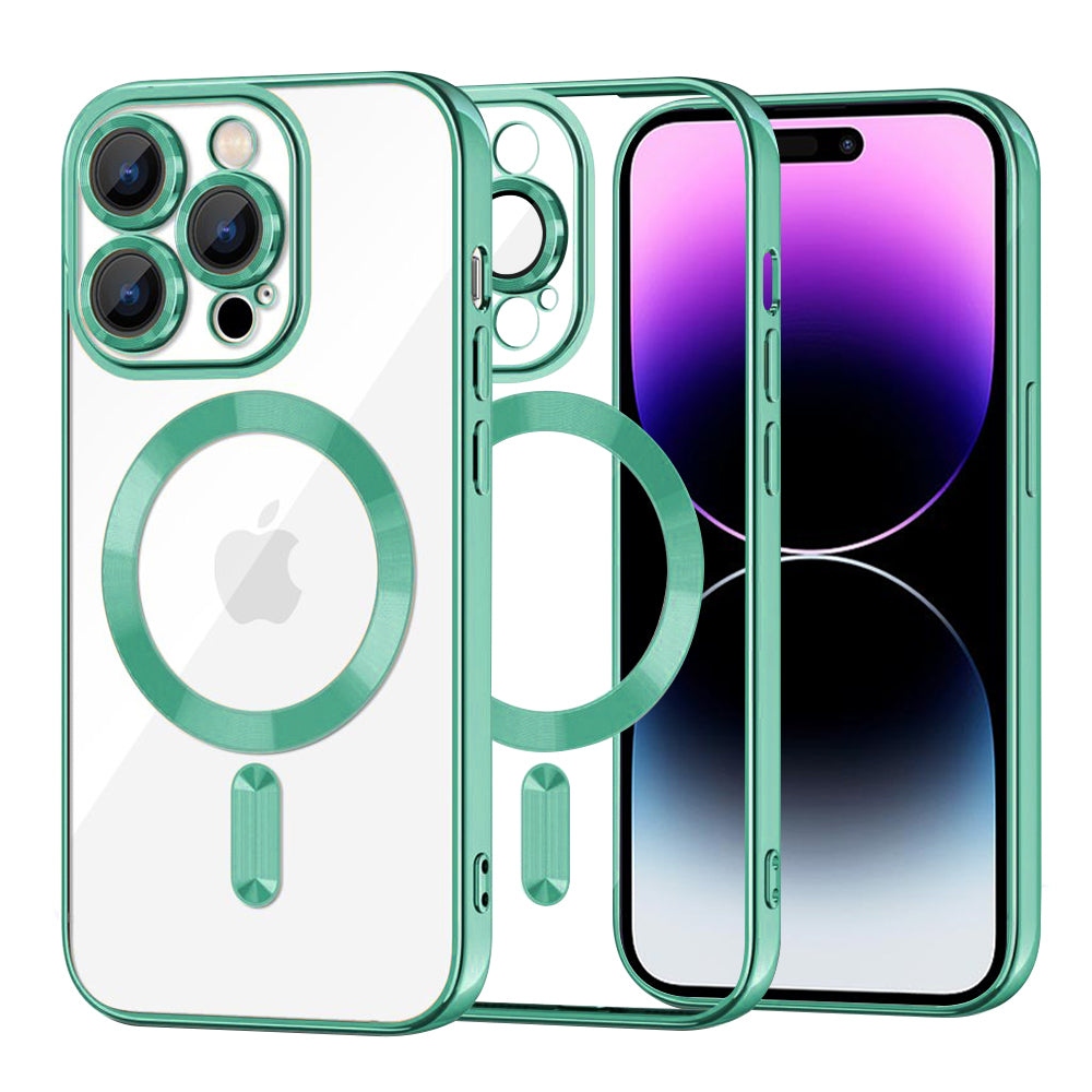 Coque MagSafe pour Apple iPhone 14 Pro Max, Techsuit, Luxury Crystal, Vert Clair