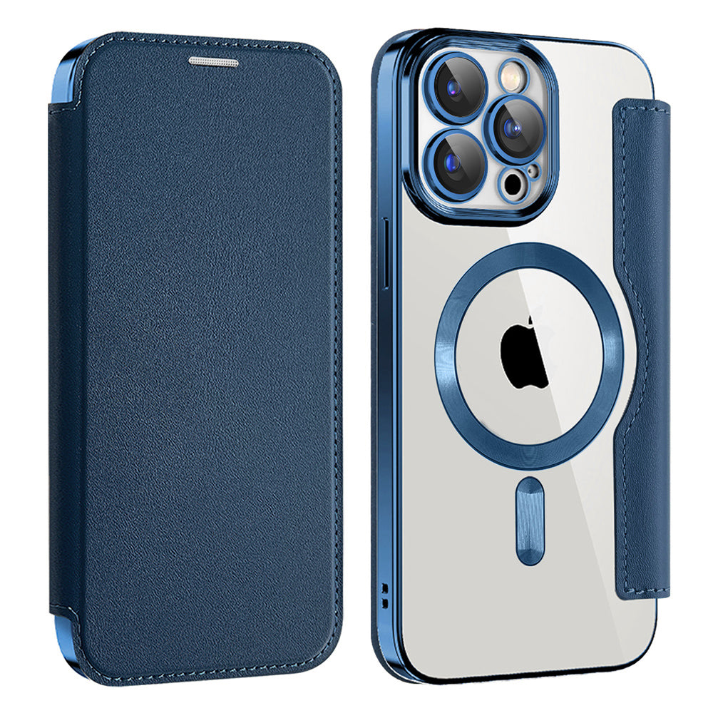 Coque MagSafe pour Apple iPhone 14 Pro Max, Techsuit, SmartMag Book, Bleue
