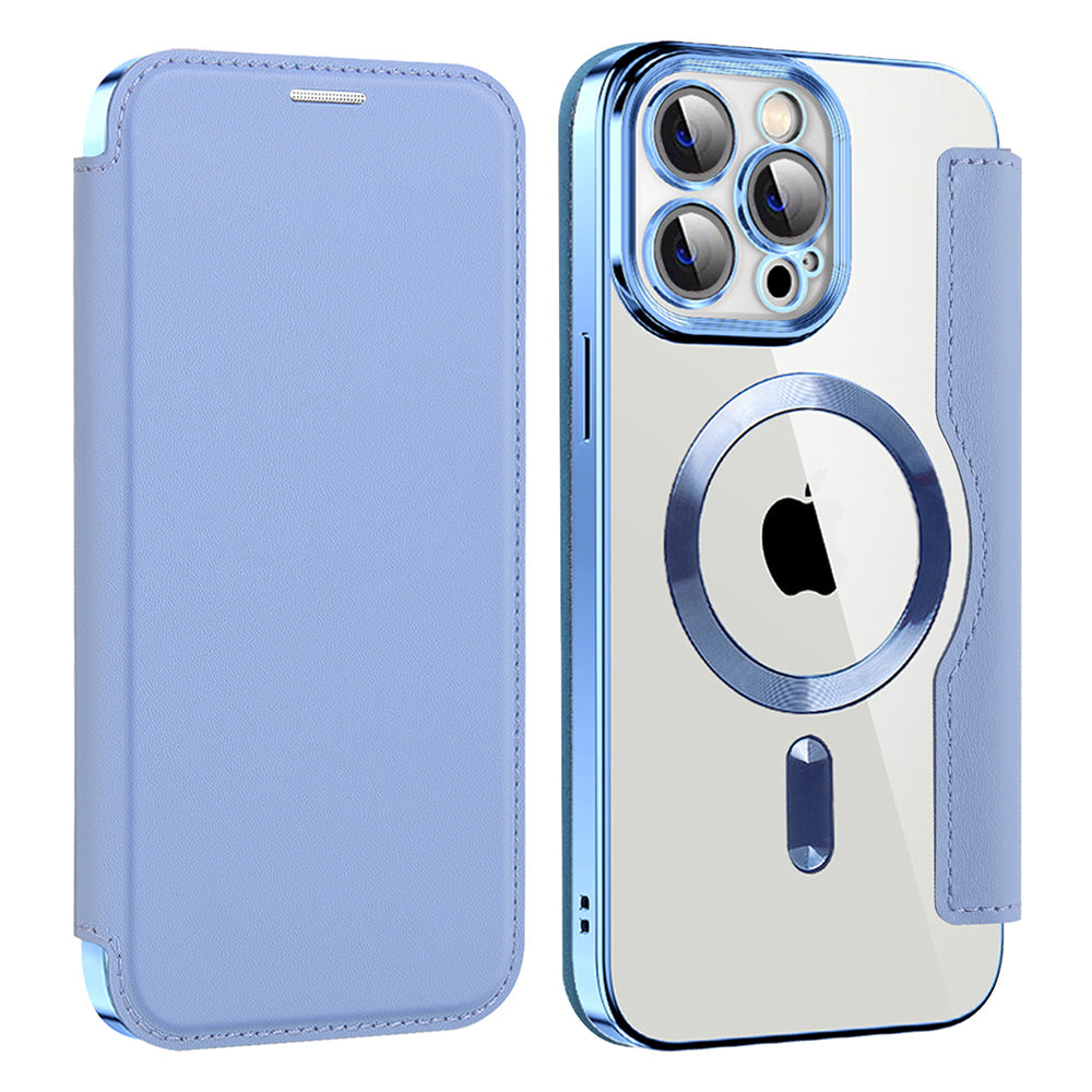 Coque MagSafe pour Apple iPhone 14 Pro Max, Techsuit, SmartMag Book, Bleu