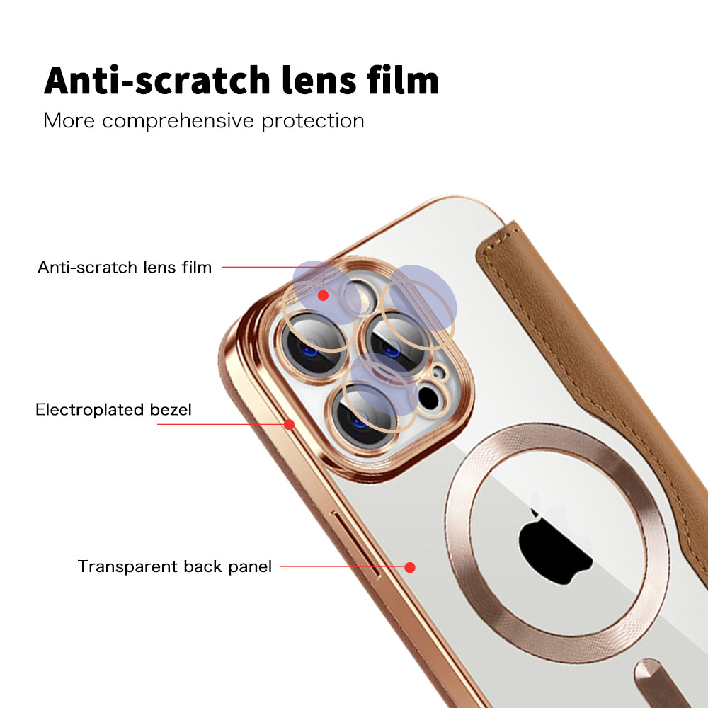 Coque MagSafe pour Apple iPhone 14 Pro Max, Techsuit, SmartMag Book, Marron