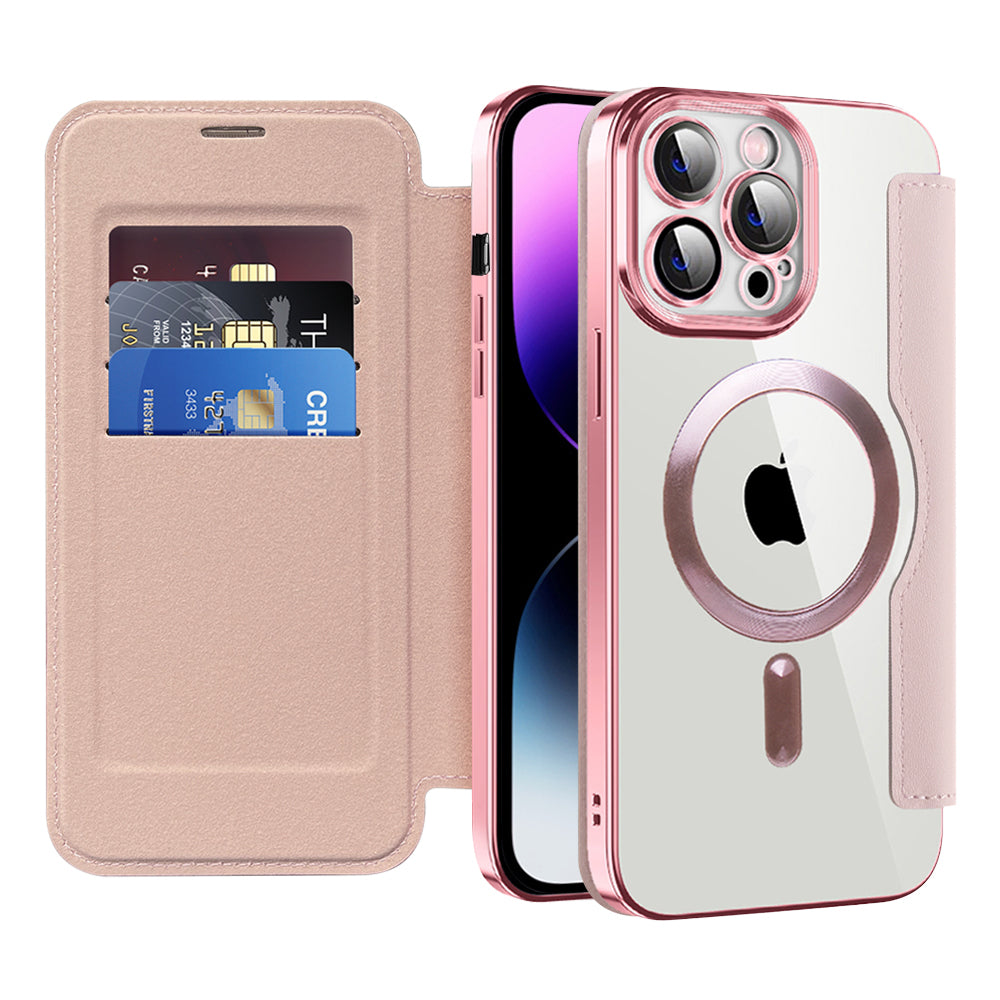 Coque MagSafe pour Apple iPhone 14 Pro Max, Techsuit, SmartMag Book, Rose