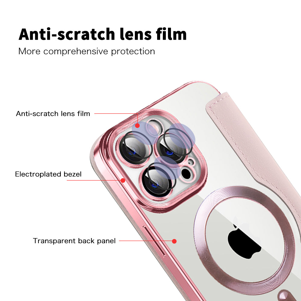 Coque MagSafe pour Apple iPhone 14 Pro Max, Techsuit, SmartMag Book, Rose