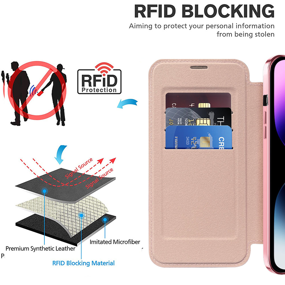 Coque MagSafe pour Apple iPhone 14 Pro Max, Techsuit, SmartMag Book, Rose