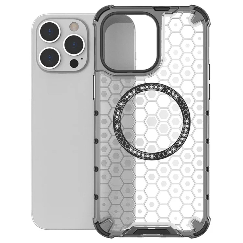 Coque MagSafe pour Apple iPhone 14 Pro, Techsuit, HoneyComb Shield, Noire