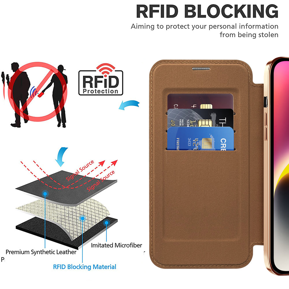 Coque MagSafe pour Apple iPhone 14, Techsuit, SmartMag Book, Marron