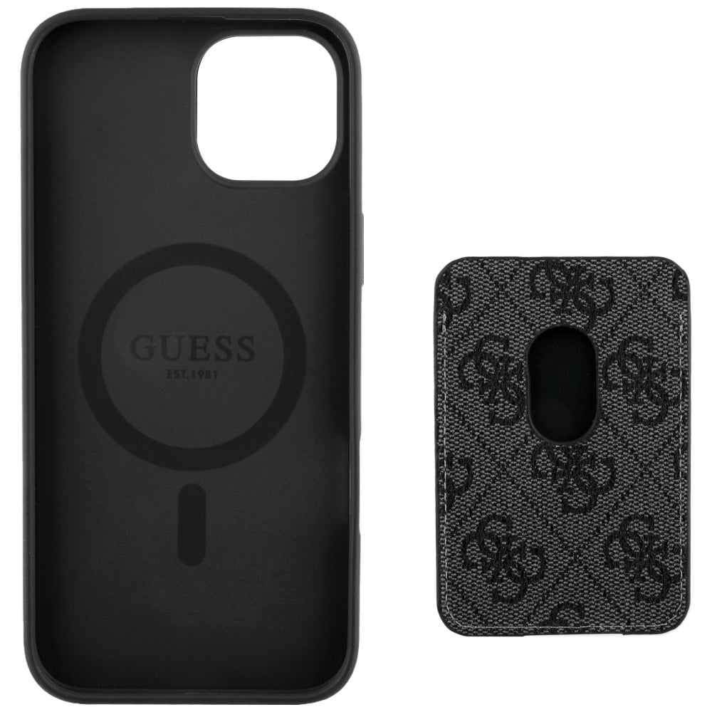 Étui MagSafe pour Apple iPhone 15, Guess, Cardslot 4G Stripes, Noir