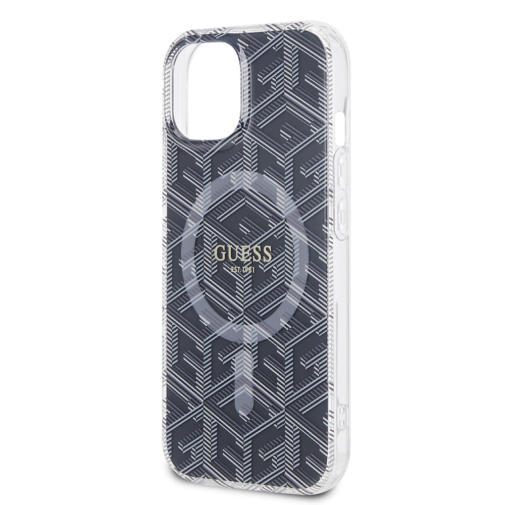 MagSafe hoesje voor Apple iPhone 15, Guess, IML Gcube, Zwart