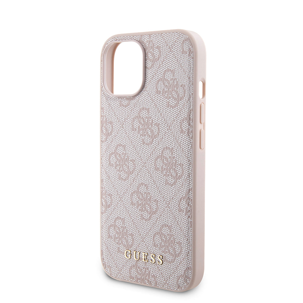 MagSafe Case for Apple iPhone 15, Guess, Powerbank 4G Metal Logo, Pink