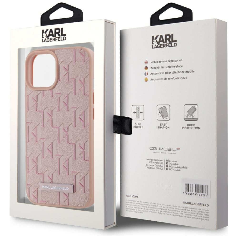 MagSafe hoes voor Apple iPhone 15, Karl Lagerfeld, Hot Stamp, Roze