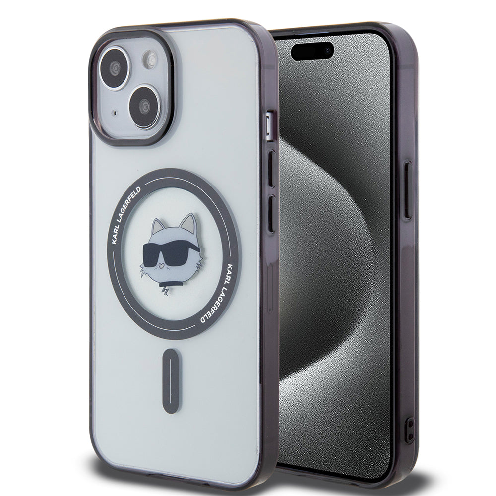 MagSafe Hülle für Apple iPhone 15, Karl Lagerfeld, IML Choupette's Head, Transparent