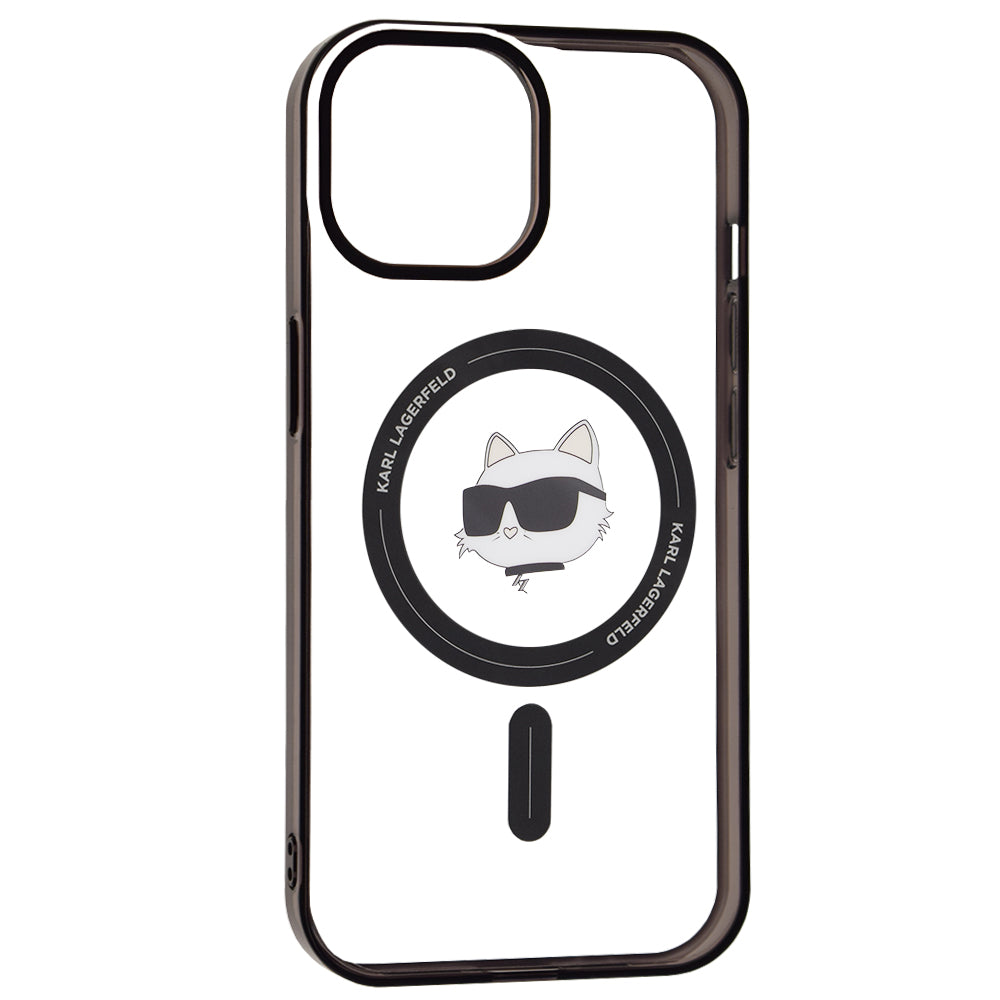 MagSafe Hülle für Apple iPhone 15, Karl Lagerfeld, IML Choupette's Head, Transparent