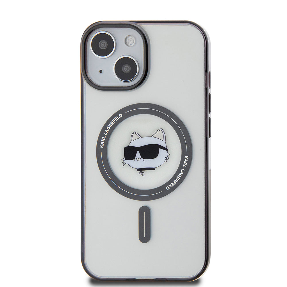 MagSafe Hülle für Apple iPhone 15, Karl Lagerfeld, IML Choupette's Head, Transparent