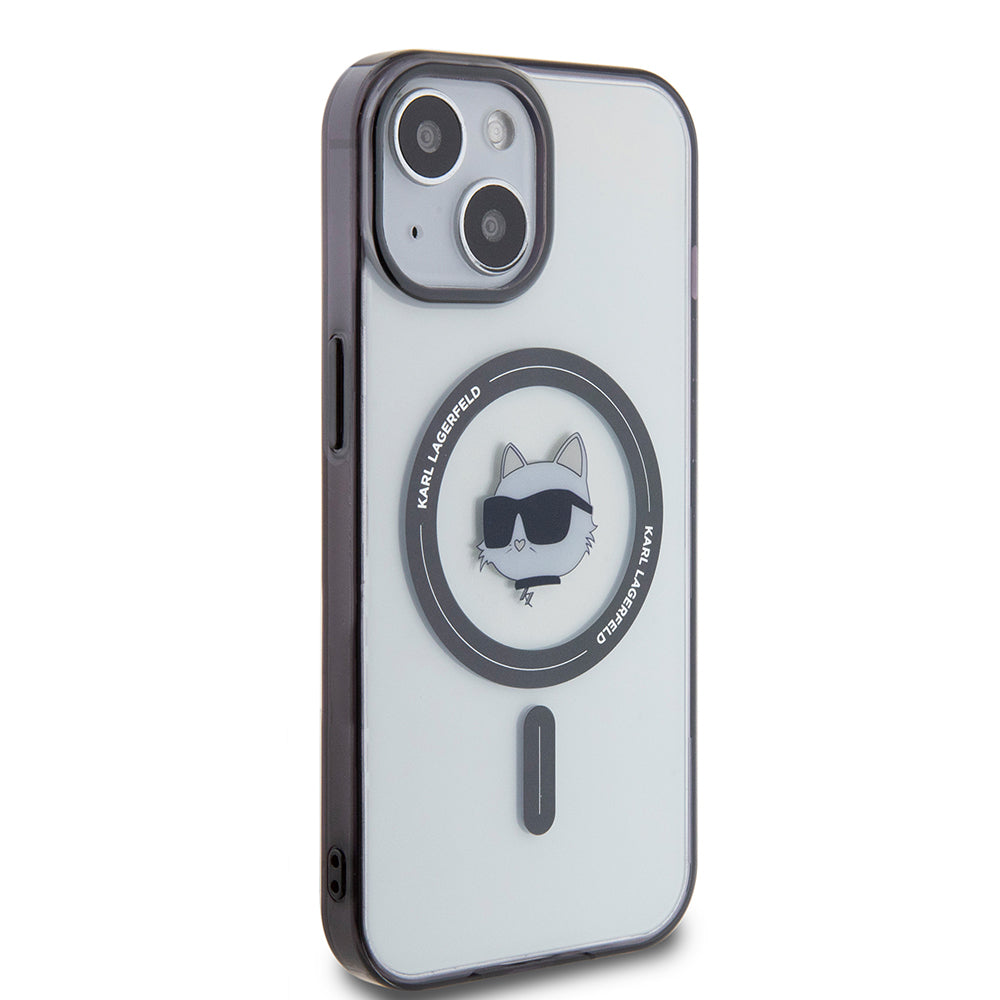MagSafe Hülle für Apple iPhone 15, Karl Lagerfeld, IML Choupette's Head, Transparent