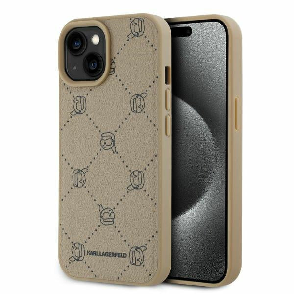 Étui MagSafe pour Apple iPhone 15, Karl Lagerfeld, Tête de Karl, Beige