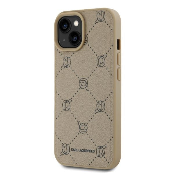 Étui MagSafe pour Apple iPhone 15, Karl Lagerfeld, Tête de Karl, Beige
