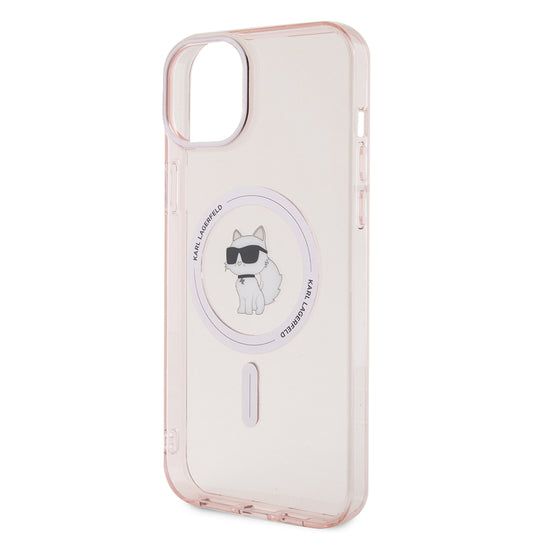 MagSafe Hülle für Apple iPhone 15 Plus / 14 Plus, Karl Lagerfeld, IML Choupette, Rosa