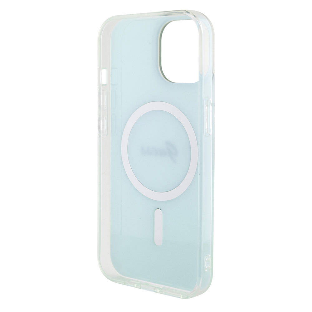 MagSafe hoesje voor Apple iPhone 15 Plus, Guess, IML Iridescent, Turquoise