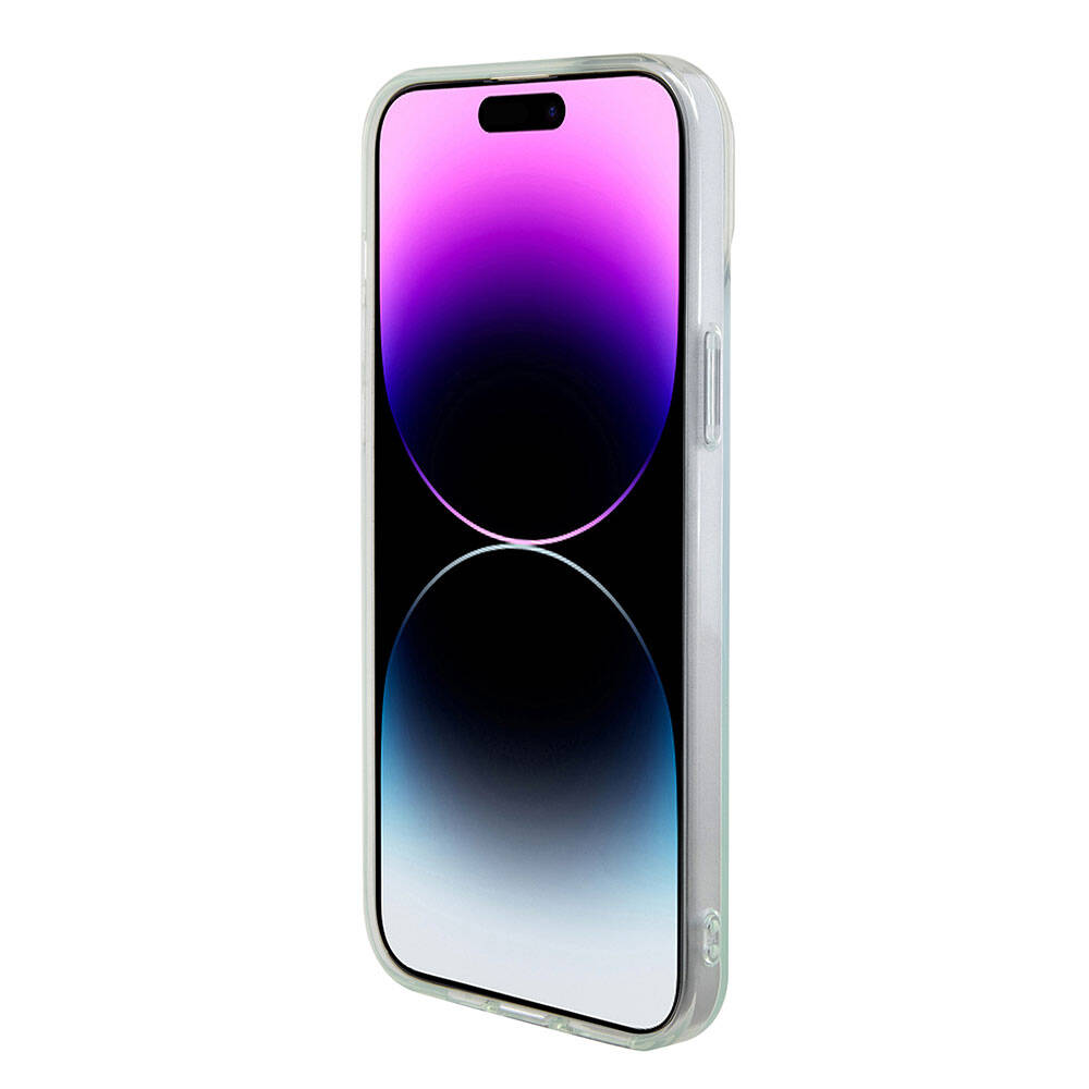 MagSafe hoesje voor Apple iPhone 15 Plus, Guess, IML Iridescent, Turquoise