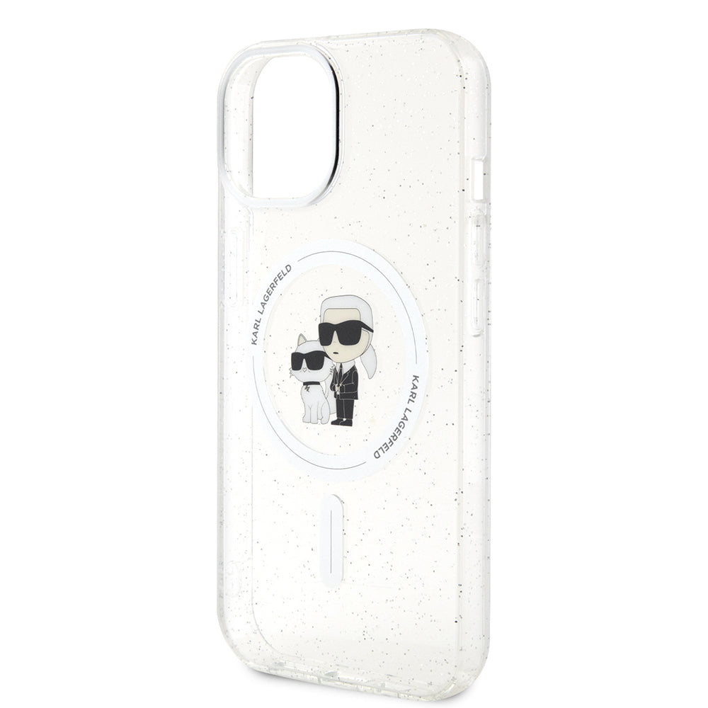 MagSafe hoes voor Apple iPhone 15 Plus, Karl Lagerfeld, Glitter, Transparant