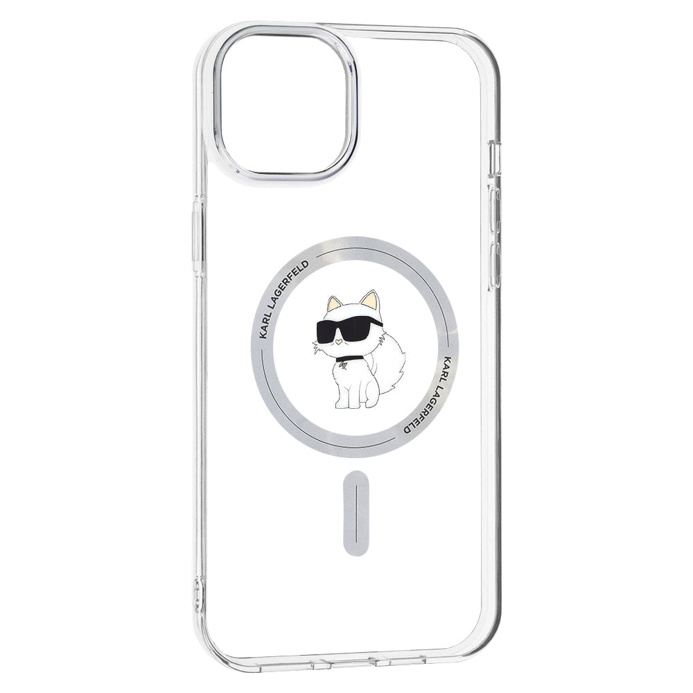 Coque MagSafe pour Apple iPhone 15 Plus / 14 Plus, Karl Lagerfeld, IML Choupette, Transparente
