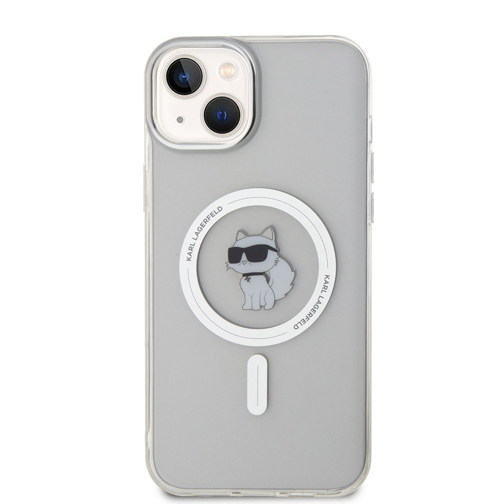 Coque MagSafe pour Apple iPhone 15 Plus / 14 Plus, Karl Lagerfeld, IML Choupette, Transparente
