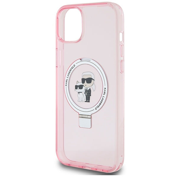 MagSafe hoes voor Apple iPhone 15 Plus, Karl Lagerfeld, Ring Stand Karl & Choupette, Roze