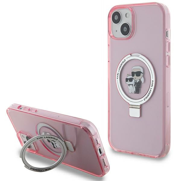 MagSafe hoes voor Apple iPhone 15 Plus, Karl Lagerfeld, Ring Stand Karl & Choupette, Roze