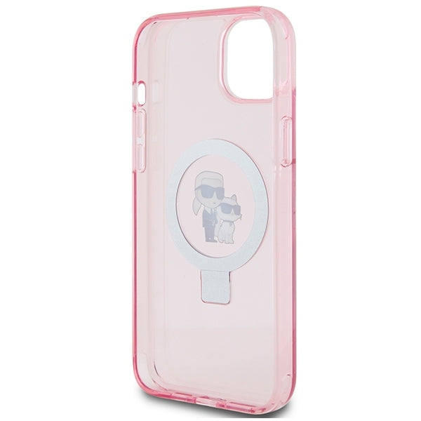 MagSafe hoes voor Apple iPhone 15 Plus, Karl Lagerfeld, Ring Stand Karl & Choupette, Roze