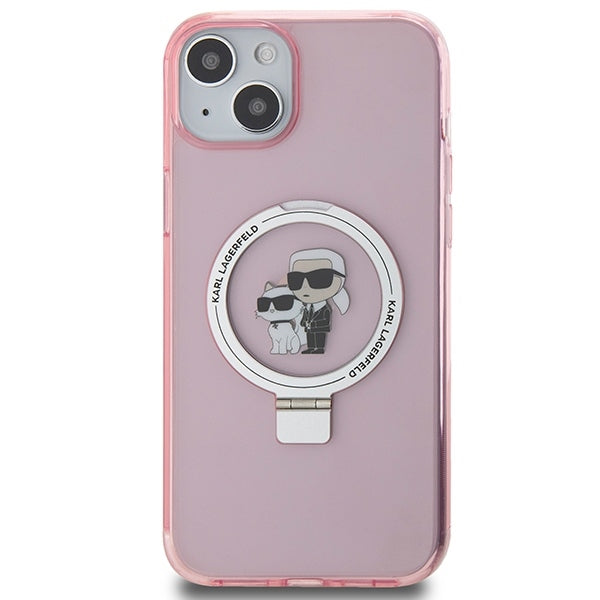 MagSafe hoes voor Apple iPhone 15 Plus, Karl Lagerfeld, Ring Stand Karl & Choupette, Roze